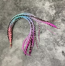 Rooster Feathers for hair extension pastel hippie colors peach blue x 18
