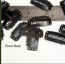 32mm Black UShape Hair Extension Clips Weft Clips Wig Clips x 10PCS