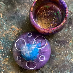 Glitter funk Mushroom Jar with Lid Handmade Resin Craft Hippie Boho Gift