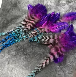 Grizzly Rooster Feathers for Earrings Sunset Rainbow Feathers x 20