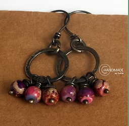 Art Jewelry Sterling Silver Earrings Purple Dangle