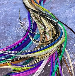 Bulk Hair Feathers XXL Rainbow Naturals and Blue Purple Pink QTY60
