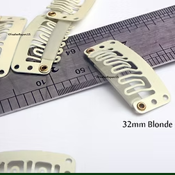 10 Blonde Hair Extension Wig Clips Weft 32mm