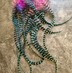 Long Rainbow Grizzly Rooster Feathers for Extensions & Earrings 14-17” 12 Pack