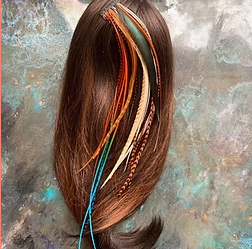 Feather Hair Clip In Extension Boho Hair Accessory Long Orange Natural Teal Snap