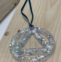 AA recovery unity service chip snowflake holiday tree ornament