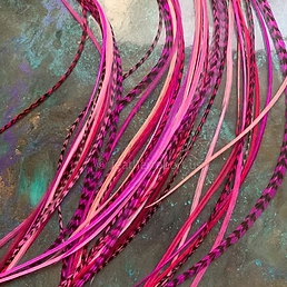 Fuchsia Orchid Pink Mix - XXL 11 Single Hair Feather Extensions