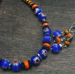 Blue Orange Necklace & Earring Set Florida Gators Jewelry