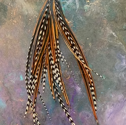 Grizzly Variant Rooster Feathers for Earrings Furnace/Badger Stripes Natural x 2