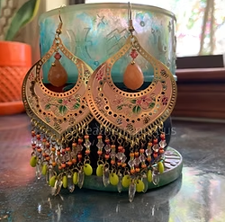 Moroccan Boho Dangle Earrings - Ornate Handmade Jewelry