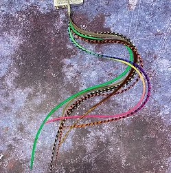 Bright Green Rainbow Extra Long Hair Feather Extension Clip Real Feather