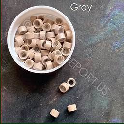 5MM Silicone Lined GRAY Hair Extension Crimp Beads Micro Links 50PCS
