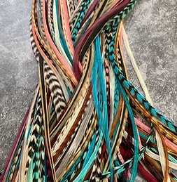 Hair feathers discount mix berry turquoise coral brown grizzly pack of 100