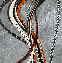 Hair Feathers XXL grizzly Natural Orange Rooster Feathers Extensions 16PCS