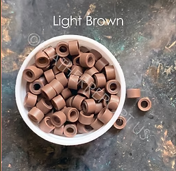 Light Brown Hair Extension Micro Link Beads Silicone 5mm 50PCS