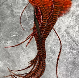 Blazing Orange Grizzly Rooster Saddle Feathers
