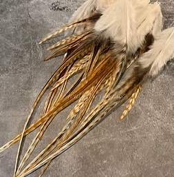 Natural Feathers for Earrings & Crafts Ginger Barred Rooster Saddle 25