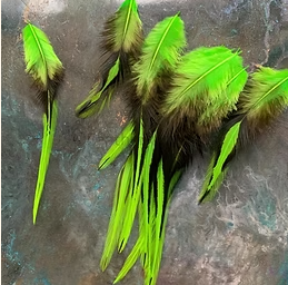 neon green laced rooster saddle feathers for crafts bright x12 pcs