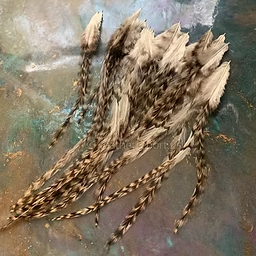 CDL Coq de Leon Silver Whiting Saddle Feathers Natural Grizzly Variant x 25