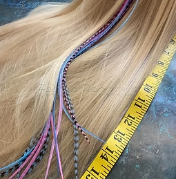 Unicorn Hair Feather Extensions Powder Blue Baby Pink XXL Limited 14-16" QTY15