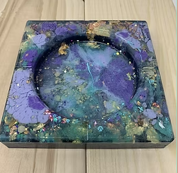 Large Handmade Resin Art Ashtray or Jewelry Bowl