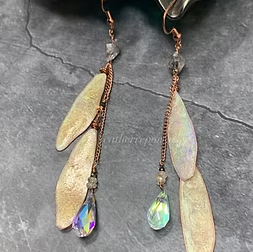 Handmade Wing Earrings Crystal Copper Zirconia