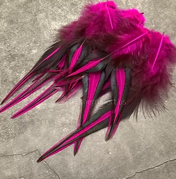 Vivid Pink Laced Rooster Saddle Feathers for Crafts