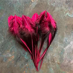 Raspberry Pink Laced Feathers Rooster Saddle Crafts Fly Tying x 13