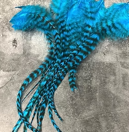 Dazzling Blue Grizzly Rooster Saddle Feathers for Crafts (7-12”)