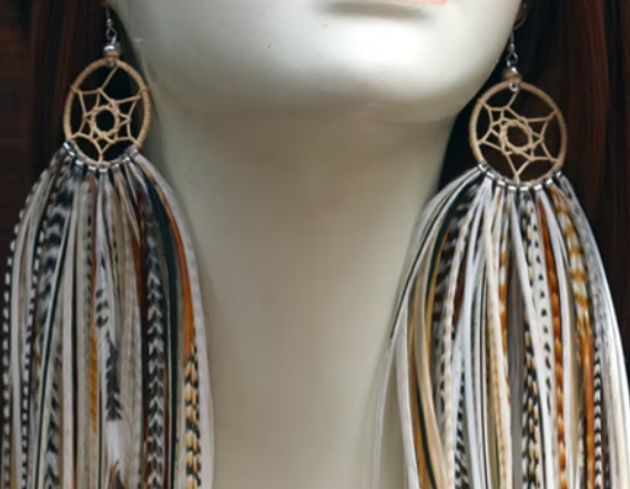 Long Feather Earrings Dreamcatcher Earrings Exotic