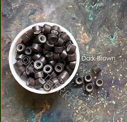 5MM Silicone Lined Dark Brown Hair Extension Crimp Beads Micro Links 50PCS