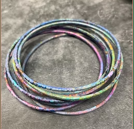 Rainbow Bangle Bracelets Colorful Copper Forged Metal Jingles 8