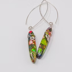Handmade Boho Gypsy Earrings Dangles with Imperial Jasper (dyed stone) wire Wrap