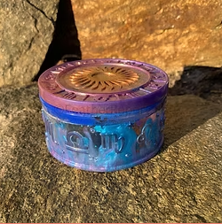 Jewelry Box Astrology Symbols Sun Circular Stash Jar with Top Blue Purple