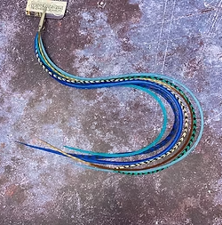 Oceans Blue Long Hair Feather Clip in Extension Real Authentic Feathers
