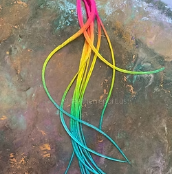 14 FLAWED rainbow rooster hair feathers has booboos XXL 11-16”