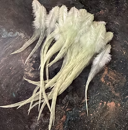 Pale Mint Green Rooster Saddle Craft Feathers with Faint Barring